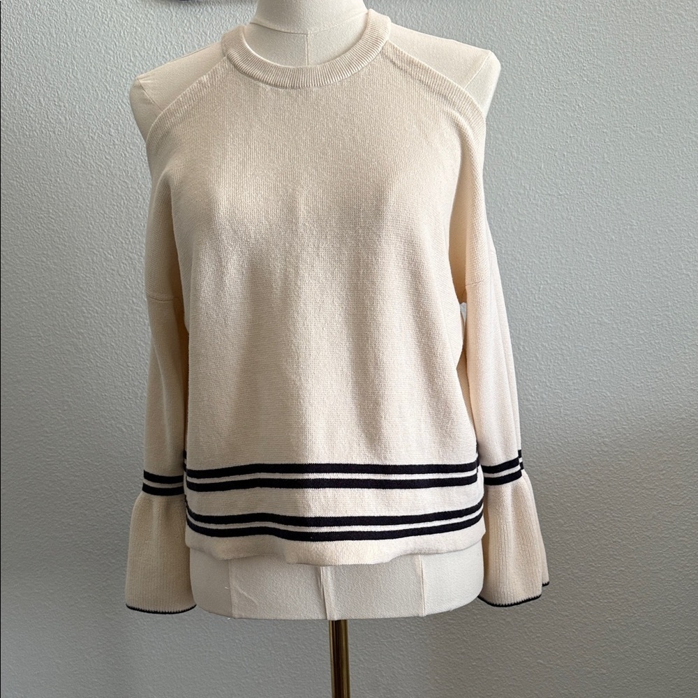 Anthropologie Leandre Open-Shoulder Flutter Long Sleeve Top Size Medium - Picture 3 of 12
